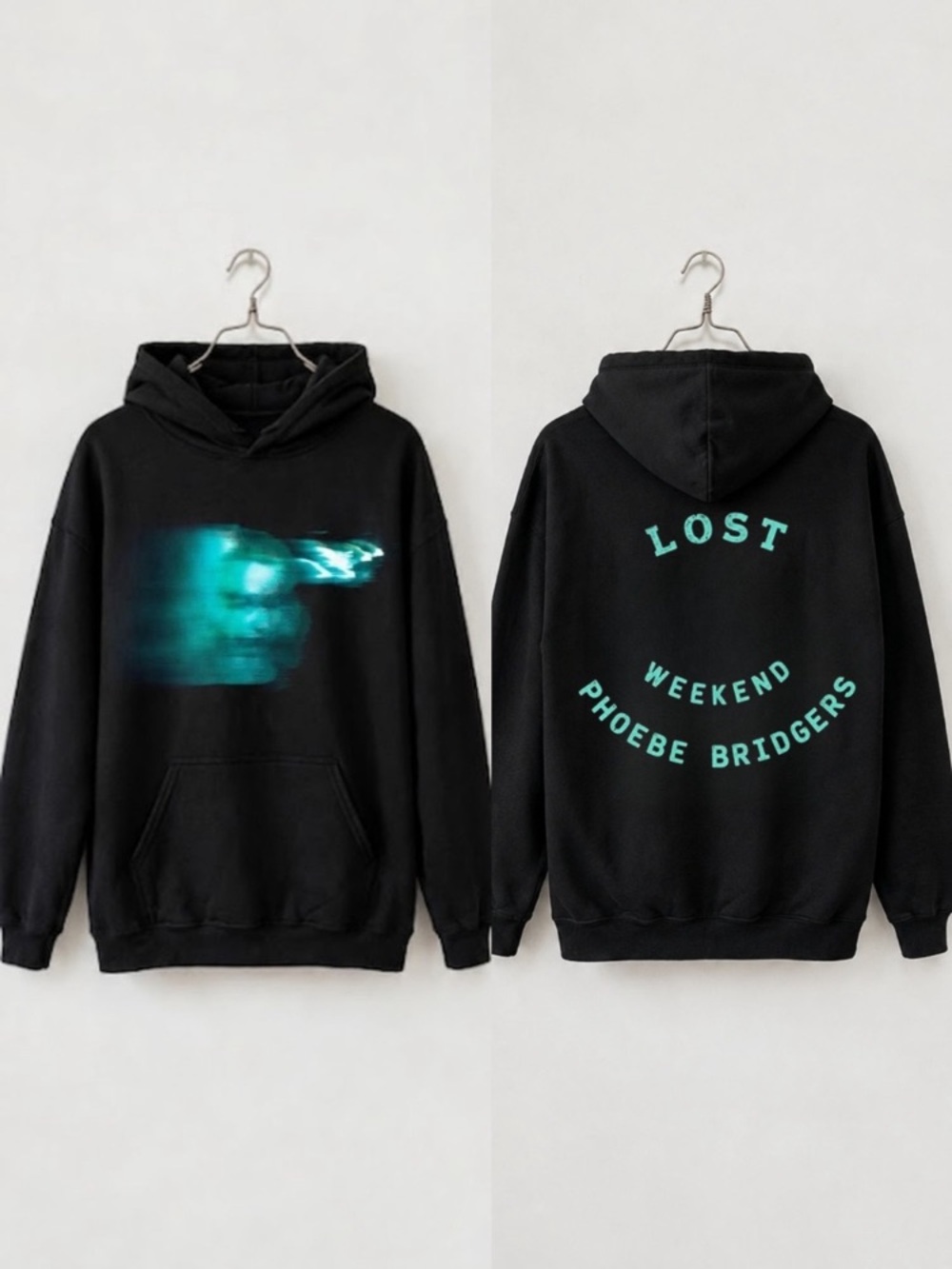 Black Lost Weekend Of Phoebe Bridgets Hoodie with Teal Graphic Print